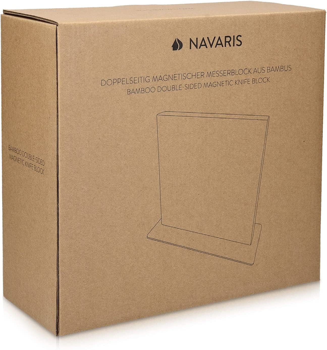 Wood Magnetic Knife Block - Double Sided Wooden Magnet Holder Board Stand for Kitchen Knives, Scissors, Metal Utensils - Bamboo, 8.9 X 8.7 In