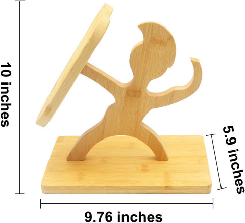 Image of Bamboo Knife Block without Knives, Warrior Shape Kitchen Knife Block Holder, 7 Holes Knife Holder Stand(Without Knives)