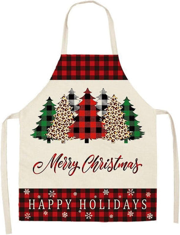 Image of Christmas Aprons for Women Men Red Holiday Kitchen Cooking Apron Adults Buffalo Plaid Apron for Grilling Baking Gardening