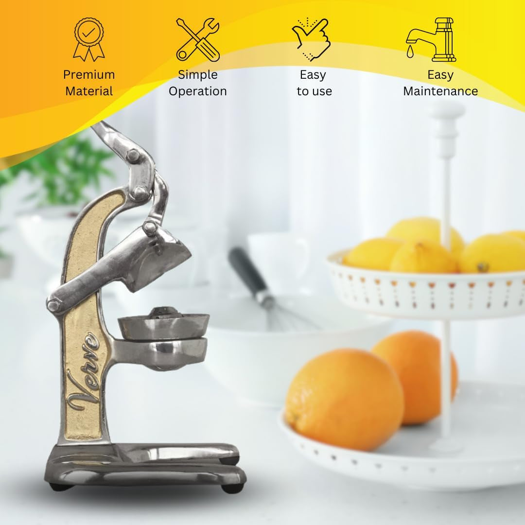 Artisan Crafted Cast Aluminum Professional Grade Manual Hand Press Juicer for Fresh Squeezed Orange, Lemon, Lime, Grapefruit and Citrus Fresh Morning Drinks, Cocktails, or Cooking by  - Gold