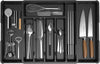 Expandable Silverware Drawer Organizer, Adjustable Kitchen Flatware Organizer with Removable Dividers, Large Capacity Utensil Holder, Cutlery Tray for Kitchen Office Bathroom Supplies(Black)