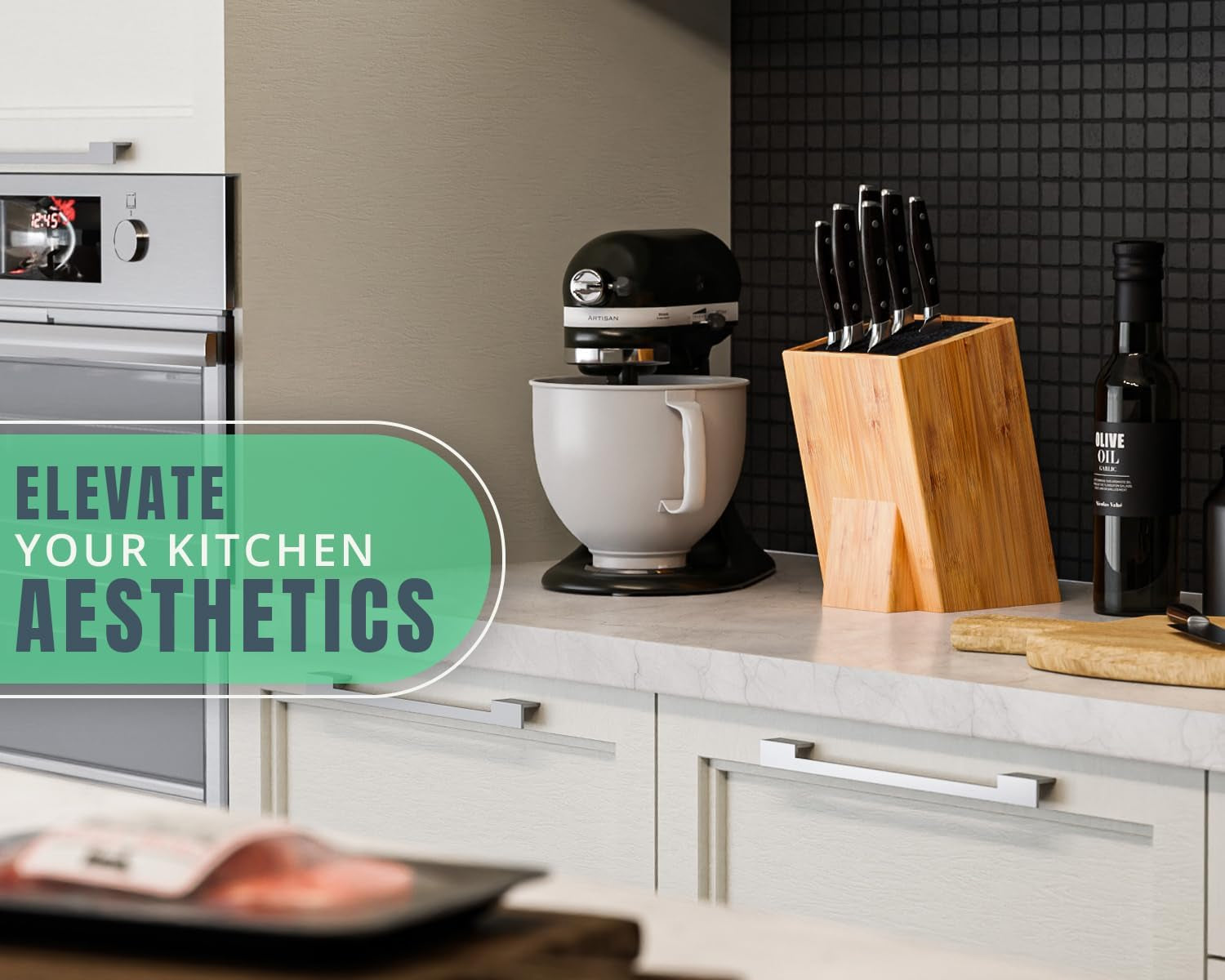 XL Large Universal Knife Block without Knives - Bamboo Countertop Knife Holder W/Removable Bristles - Convenient & Versatile for Any Knife Size