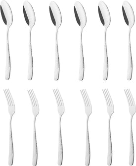 12 Pcs Spoon and Fork Set 6 Silverware Forks and 6 Silverware Spoons, Music Note Stainless Steel Flatware Cutlery Set, Silverware Flatware Fork and Spoon Dishwasher Safe for Home Kitchen Restaurant