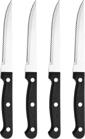 Image of Stamped Triple Rivet High Carbon Stainless Steel Steak Knife Set, 4-Piece, Black