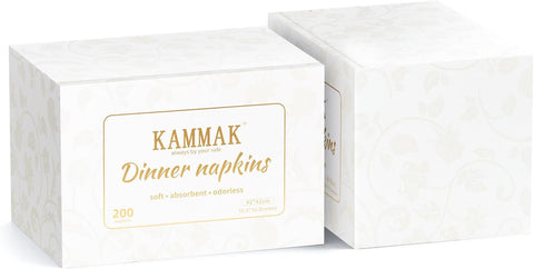 Image of 200 Pack  White Paper Napkins, Disposable Dinner Wedding Napkins for Reception, Built in Flatware Pocket Guest Towels