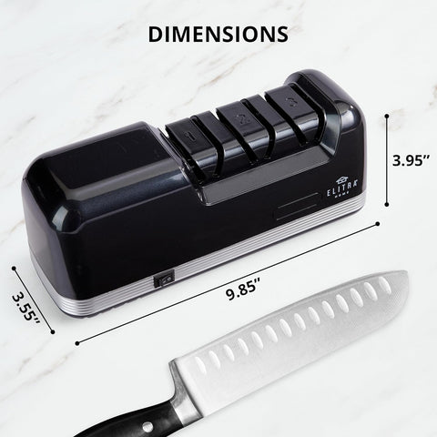 Image of Professional Electric Knife Sharpener | 3 Stage Chef Knife Sharpening Tool for Kitchen Knives, Pocket Knife Scissors & Serrated Blades | Diamond Coated Abrasives & Precision Angle Guides