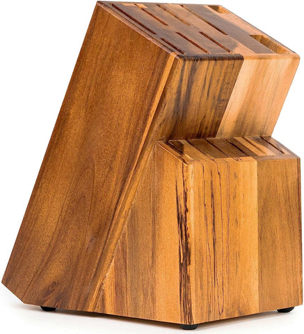 Image of Acacia Wood Kitchen Knife Block - Professional Quality Wood Knife Organizer - Convenient & Secure Knife Stand to save Space & Keep Knives Neat & Sharp - Knife Blocks for Kitchen Knife Storage