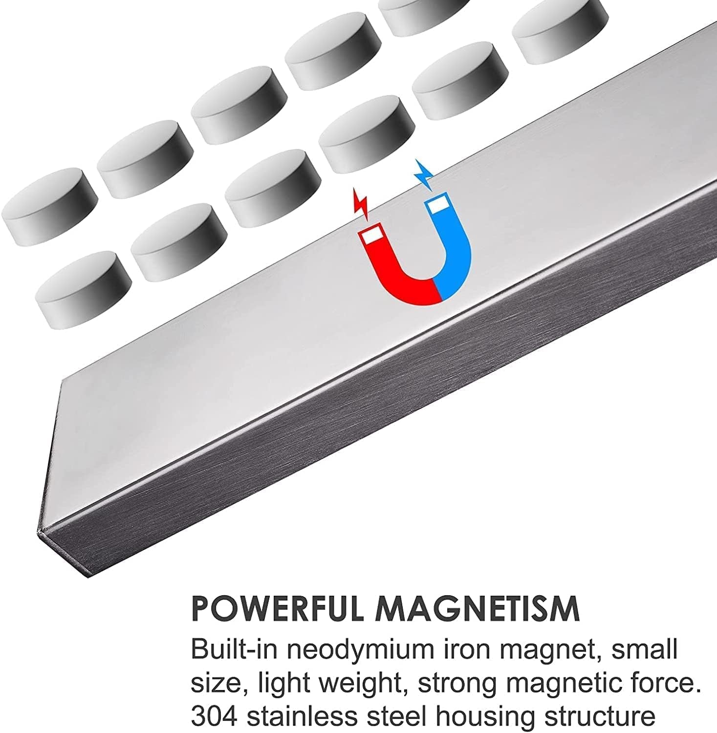 20 Inch Magnetic Knife Holder for Wall - Upgraded Stainless Steel Knife Magnetic Strip No Drilling with 3M Type, Magnet Knife Strip Bar Rack for Kitchen Utensil & Tool Holder
