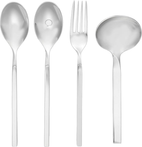 Image of New Wave Serve Set, Silver, 4-Piece