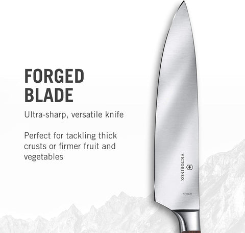 Image of Grand Maître Chef'S - Ergonomic Knife with Innovative Straight Blade - Handle Wood - 8"