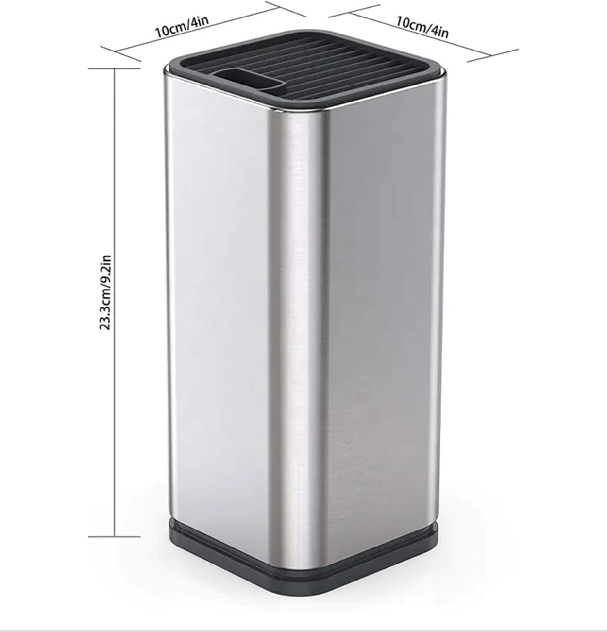 Universal Knife Block Holder, Stainless Steel Organizer with Scissor Slots, Space-Saving Countertop Storage Stand for Any Knife up to 8.10 Inches, (Knives Not in Included) (Black)