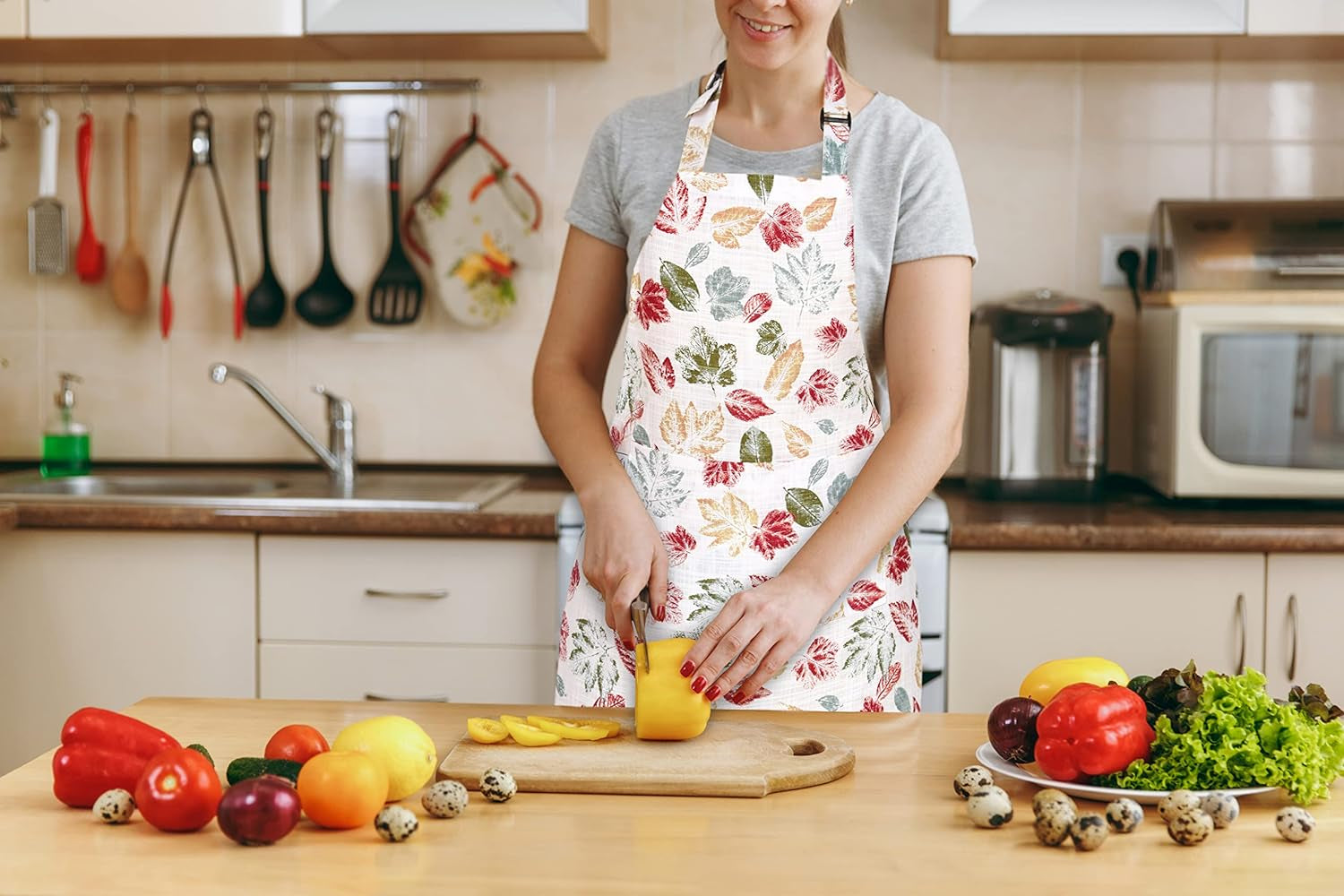 Cotton Enrich Cute Aprons for Women with Pockets Adjustable Upto XXL, Cooking, Kitchen, Server, Chef Apron