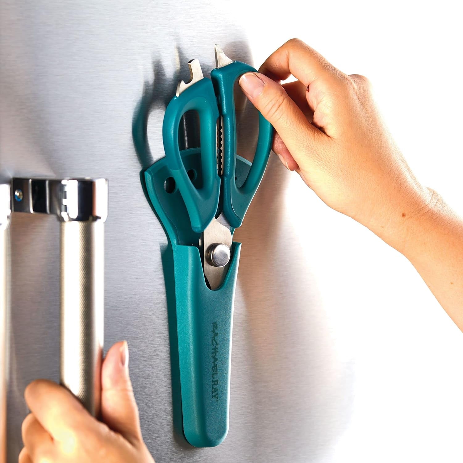 Professional Multi Shear Kitchen Scissors with Herb Stripper and Sheath, 2 Piece, Agave Blue