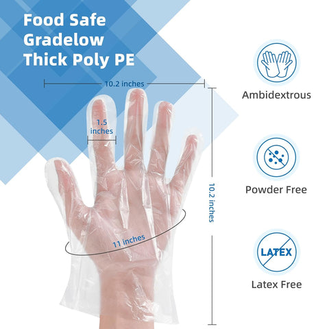 Image of Food Prep Gloves Plastic Food Safe Gloves, Food Handling, One Size Fits Most Poly 500Ct Clear 500 Count (Pack of 1)