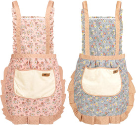 2Pcs Women Aprons with Pockets, Floral Apron Big Pocket Baking Mothers Day Gift Soft Chef Aprons for Kitchen Cooking Baking