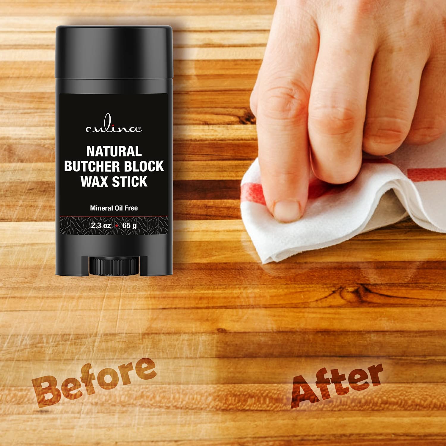 Culina Butcher Block Cutting Board Bamboo Conditioner Wax Stick | Best for Wood & Bamboo Conditioning & Sealing | Does NOT Contain Mineral Oil! - LivanaNatural 