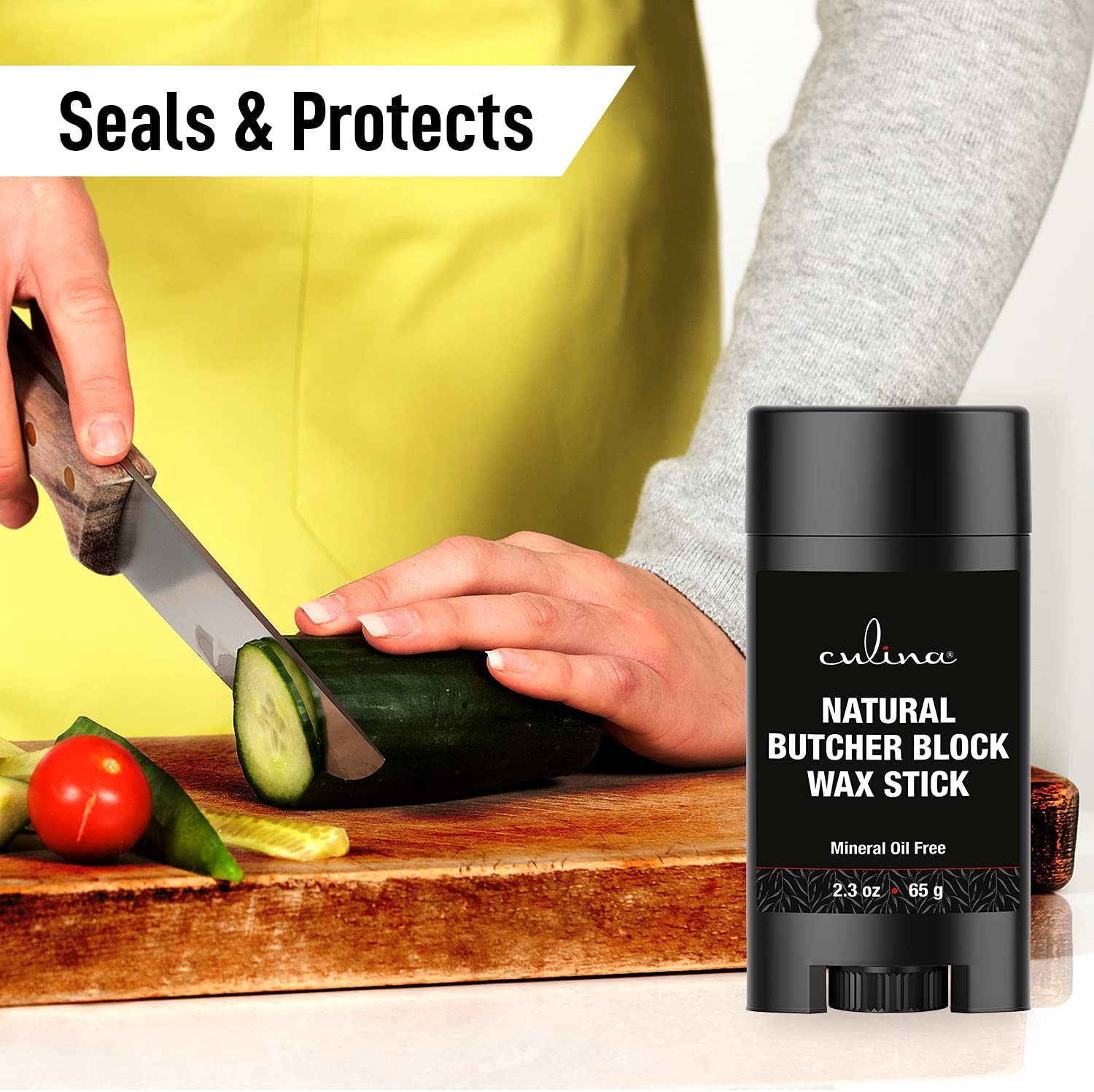 Culina Butcher Block Cutting Board Bamboo Conditioner Wax Stick | Best for Wood & Bamboo Conditioning & Sealing | Does NOT Contain Mineral Oil! - LivanaNatural 