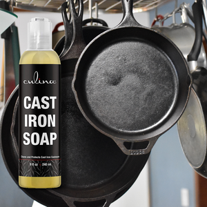 Cast Iron Soap by Culina - Cleans and Protects Cast Iron Cookware, Kosher Certified 8oz - Livananatural